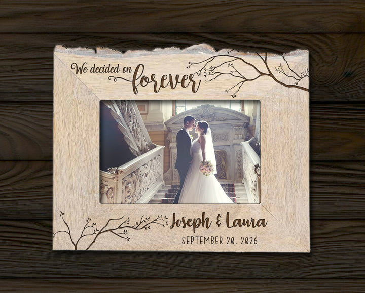 Personalized Natural Edge White Wash Wooden 4x6 Photo Frame - FFRD11573