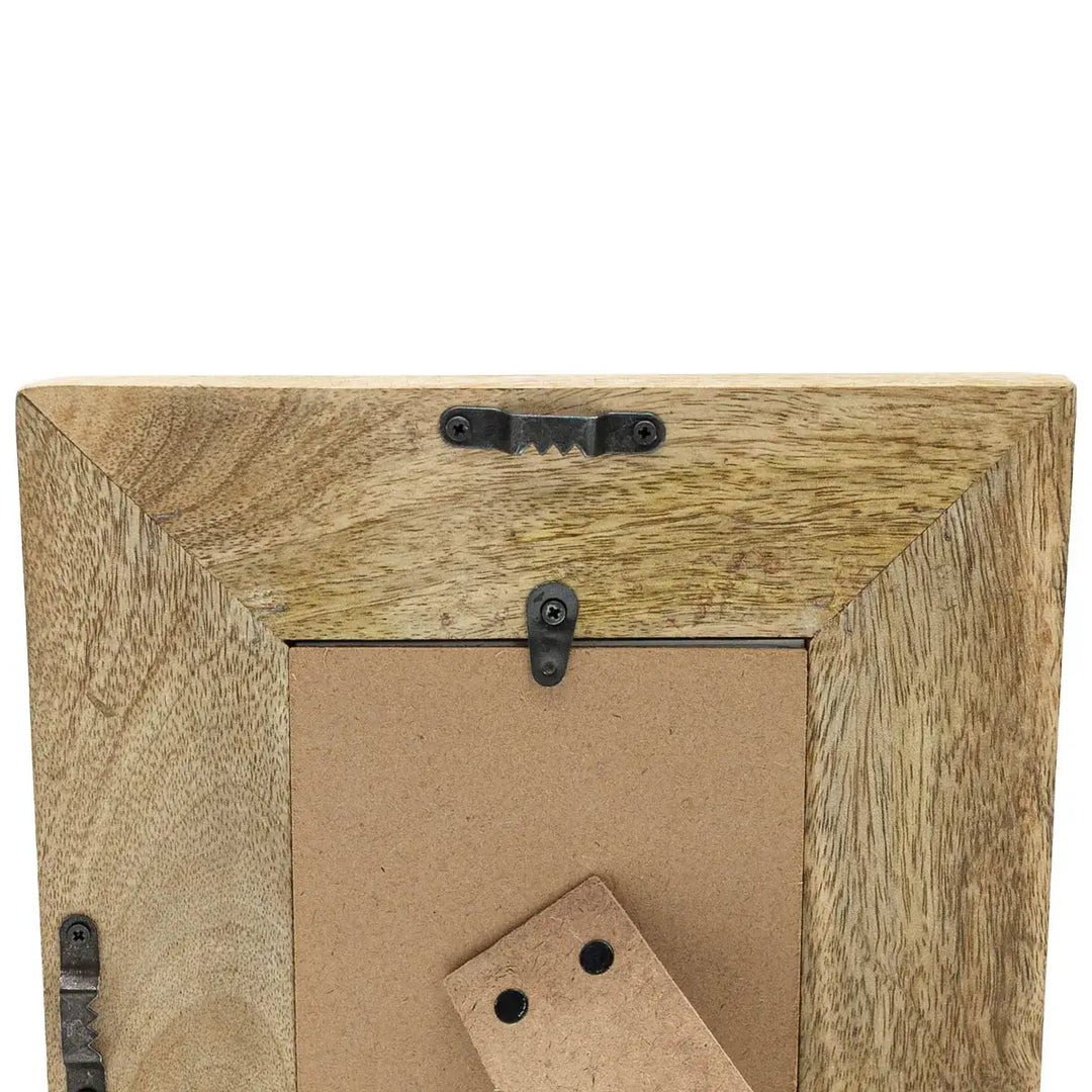 Personalized Engraved Mango Wood &amp; Embroidered Linen 4x6 Photo Frame - FFRD11846
