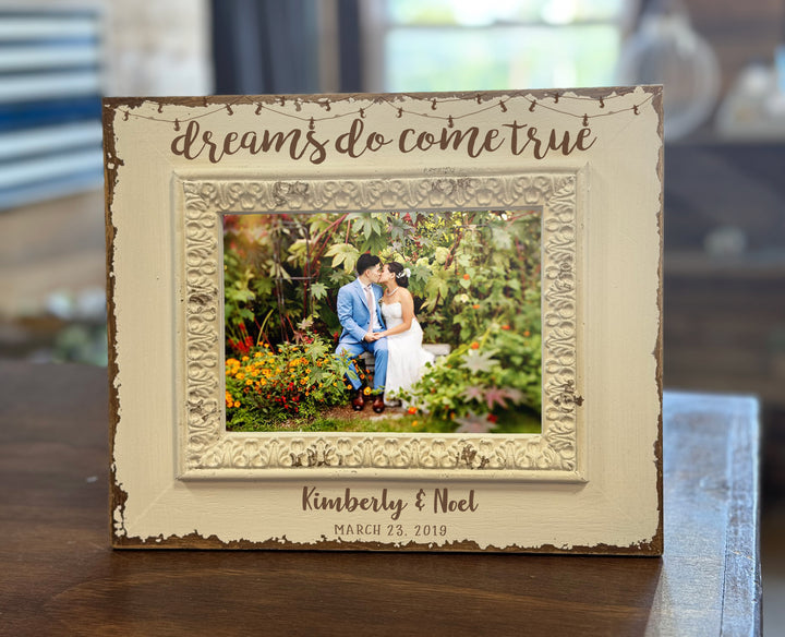 Personalized White Filigree Wooden 5x7 Photo Frame - FY1114