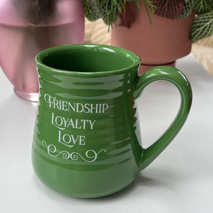 Irish Claddagh Mug - Gift for Irish Mom, Grandma & Friends - Green Stoneware 20oz