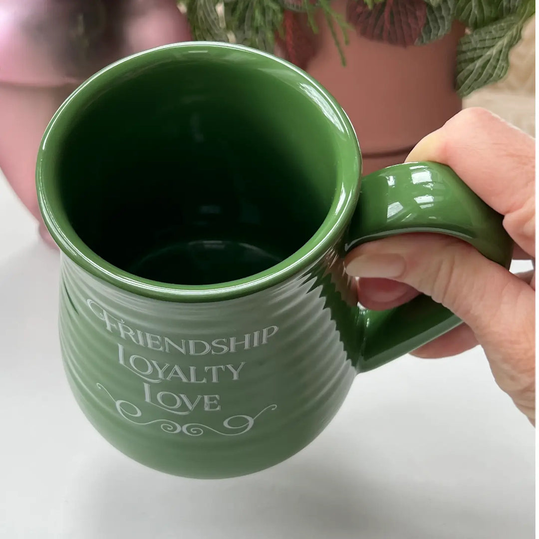 Irish Claddagh Mug - Gift for Irish Mom, Grandma & Friends - Green Stoneware 20oz