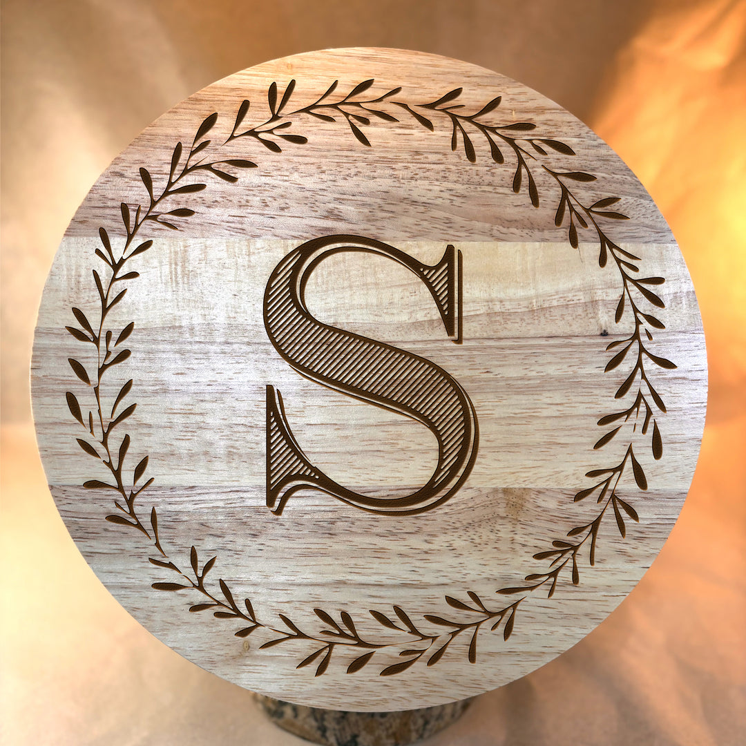 Personalized Engraved Ceramic Bowl with Wood Lid - N3501