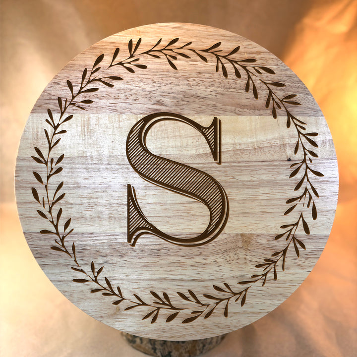 Personalized Engraved Ceramic Bowl with Wood Lid - N3501