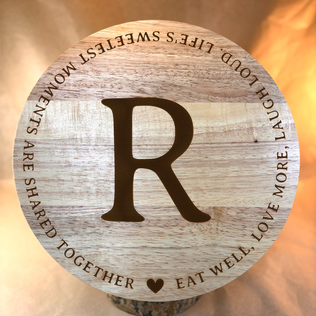 Personalized Engraved Ceramic Bowl with Wood Lid - N3501