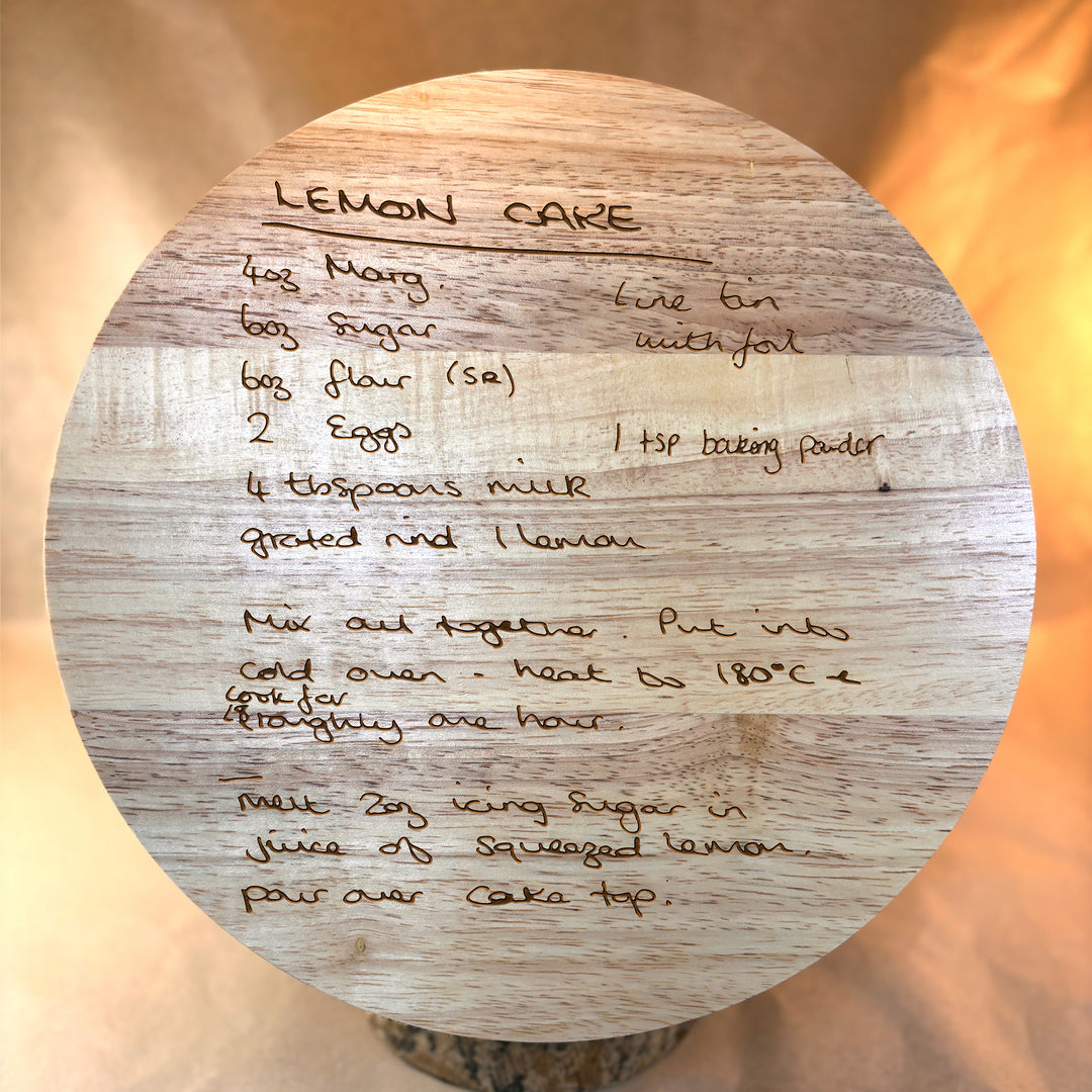 Personalized Handwritten Recipe Bowl with Wood Lid | Engraved Keepsake – N3501