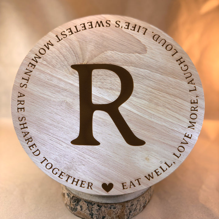 Personalized Engraved Ceramic Bowl with Wood Lid - N3501