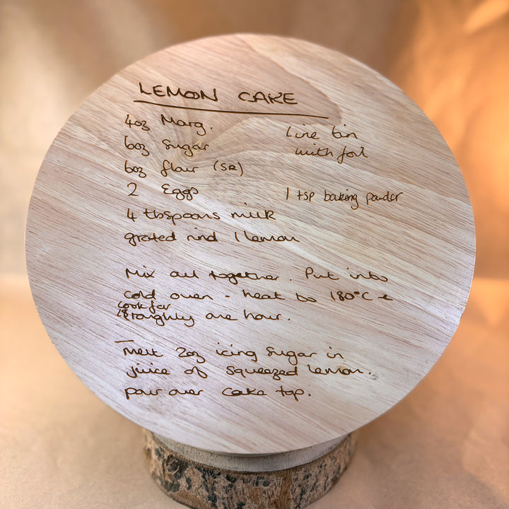Personalized Handwritten Recipe Bowl with Wood Lid | Engraved Keepsake – N3501