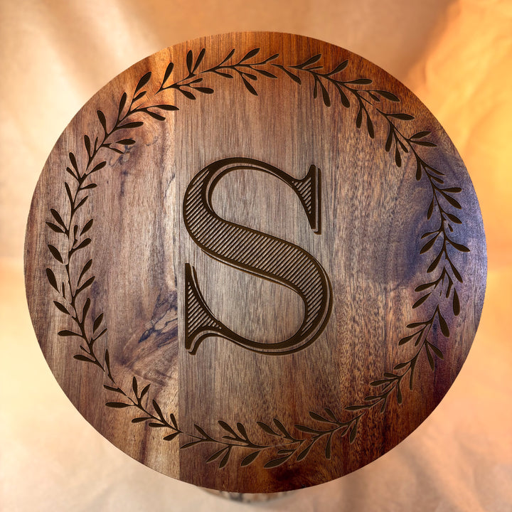 Personalized Engraved Ceramic Bowl with Wood Lid - N3518
