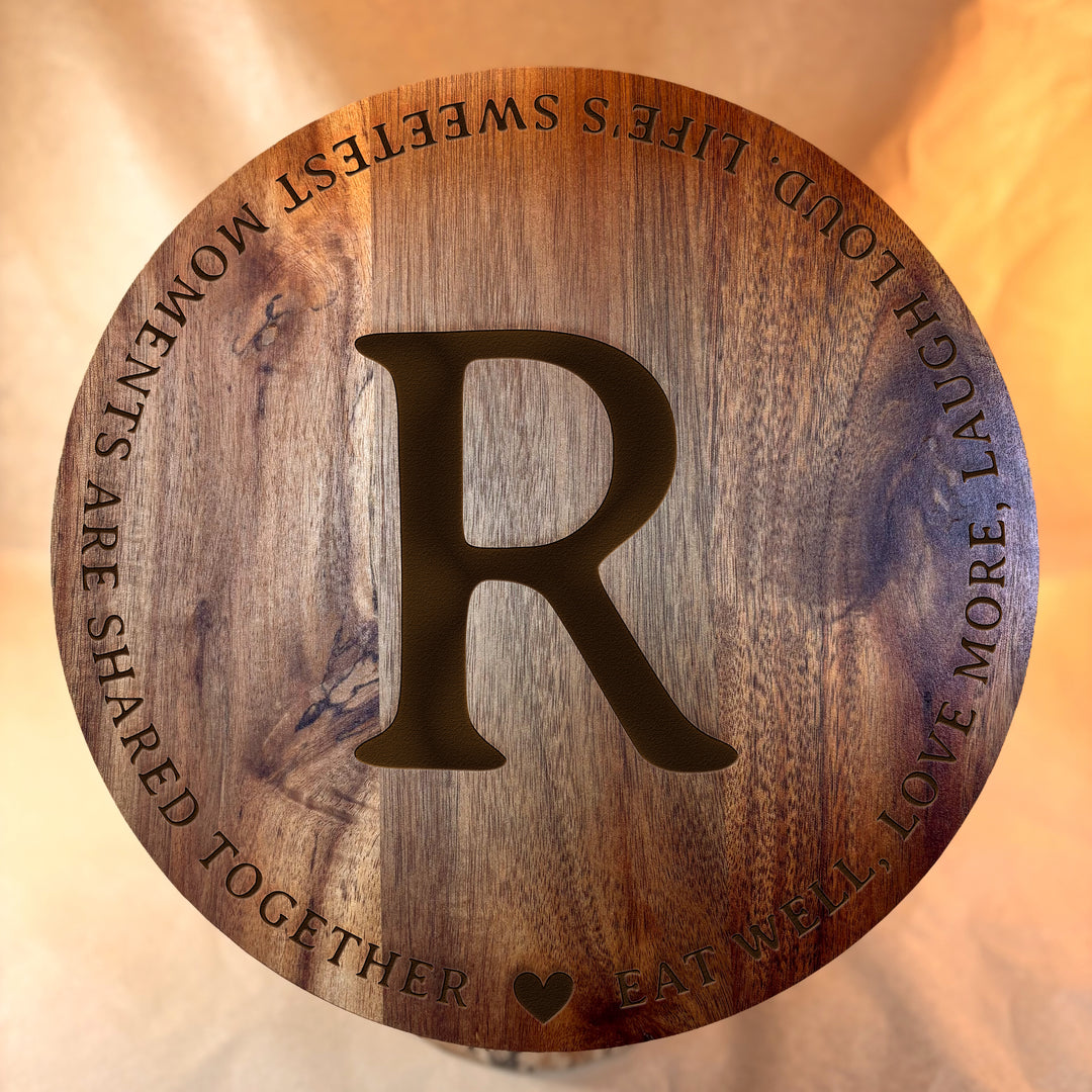 Personalized Engraved Ceramic Bowl with Wood Lid - N3518