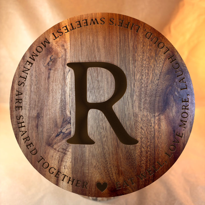 Personalized Engraved Ceramic Bowl with Wood Lid - N3518