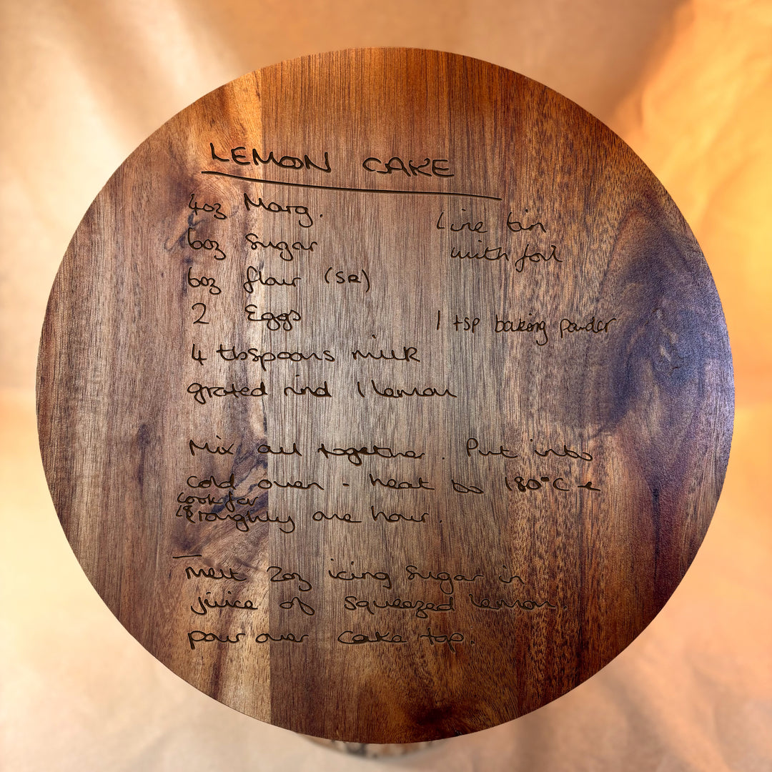 Personalized Handwritten Recipe Bowl with Wood Lid | Engraved Keepsake - N3518