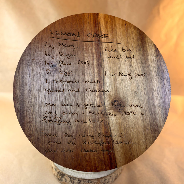 Personalized Handwritten Recipe Bowl with Wood Lid | Engraved Keepsake - N3518