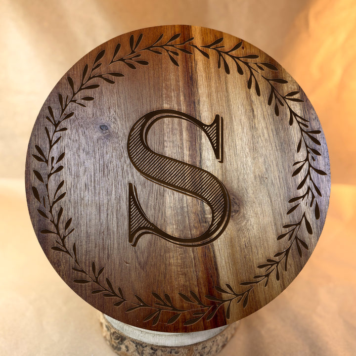 Personalized Engraved Ceramic Bowl with Wood Lid - N3518