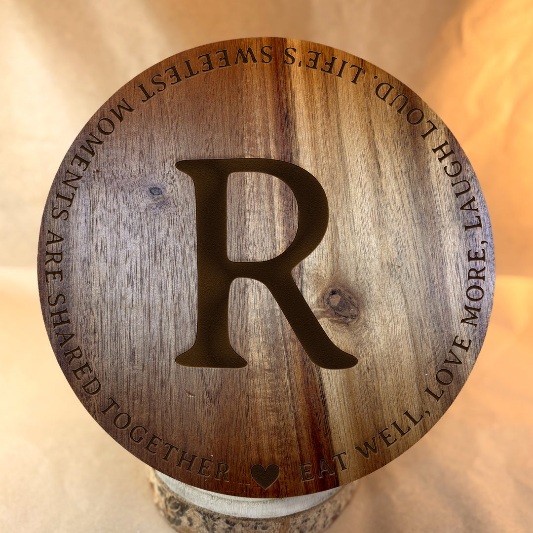 Personalized Engraved Ceramic Bowl with Wood Lid - N3518