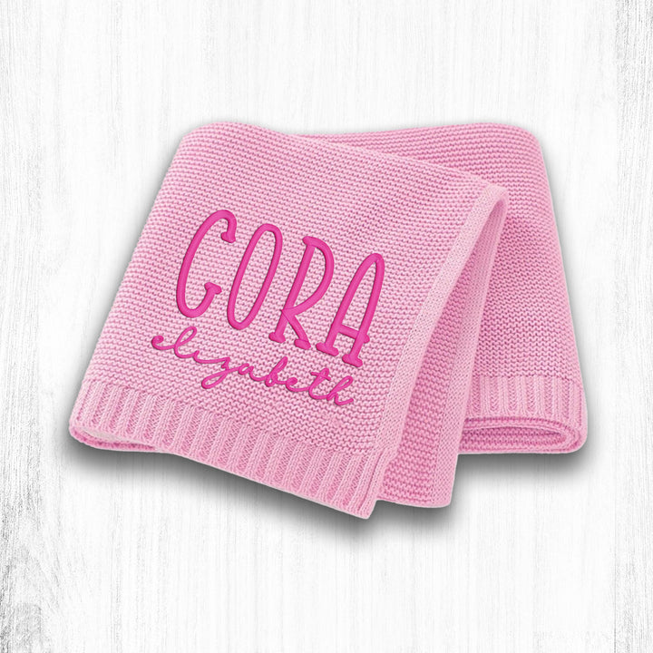 Personalized Embroidered Cotton Knit Baby Blanket