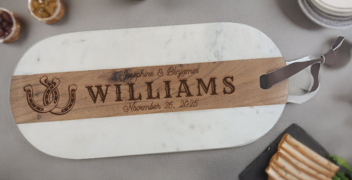 Sunflower | Personalized Split Wood & Marble Cutting Board - NMKA1948-BK