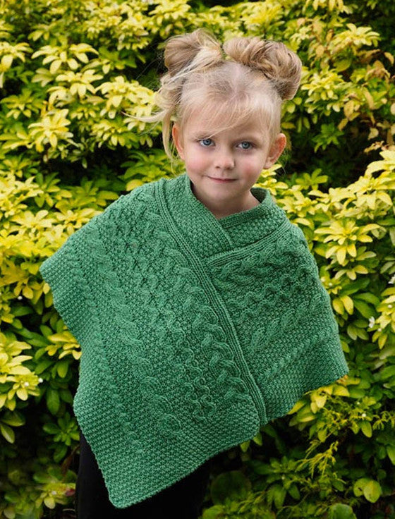Irish Baby & Kids Aran Cable Knit Poncho - 100% Soft Merino Wool