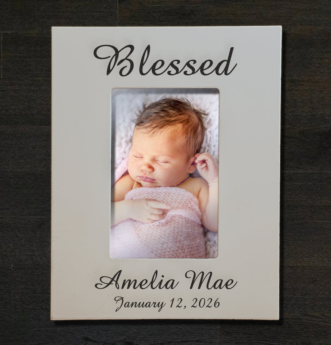 Custom Baby Picture Frame 4x6 - Personalized Engraved Newborn Gift