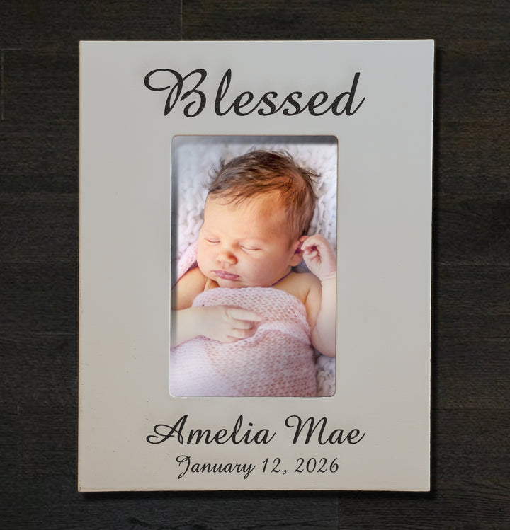 Custom Baby Picture Frame 4x6 - Personalized Engraved Newborn Gift