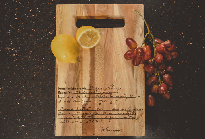 Handwritten Recipe Engraved Acacia Cutting Board – Scanned Handwriting - ZNHC0065