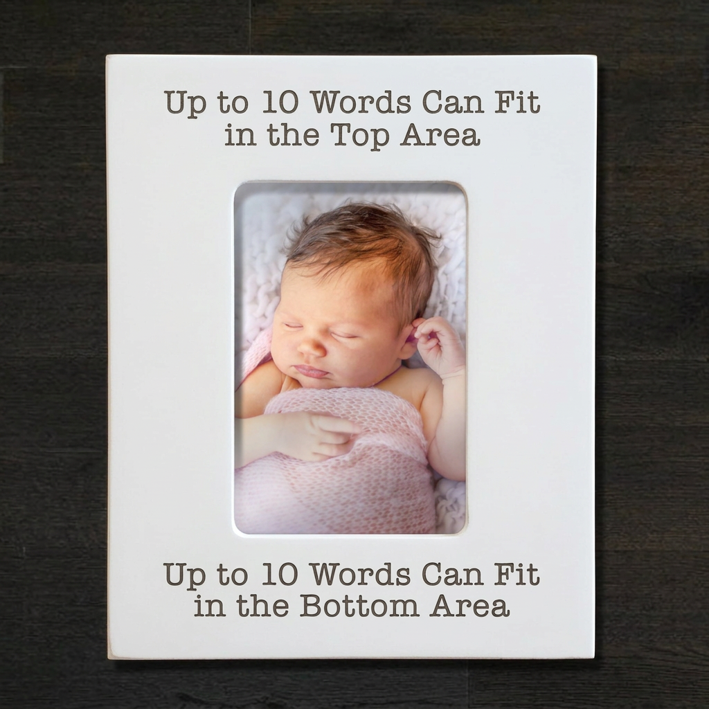 White custom block baby frame with color photo, portrait