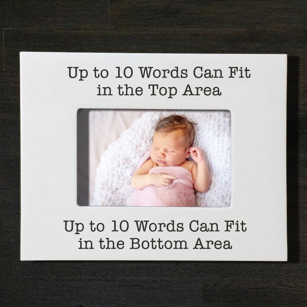 White custom block baby frame with color photo, landscape