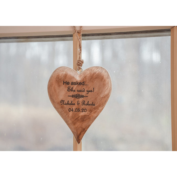 He Asked She Said Yes Hanging Heart Ornament - 020190093