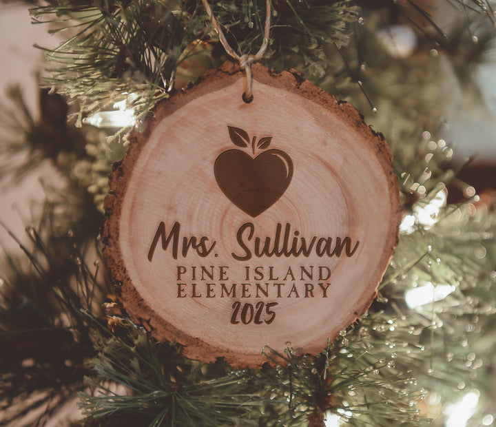 Personalized Teacher Name and School Ornament