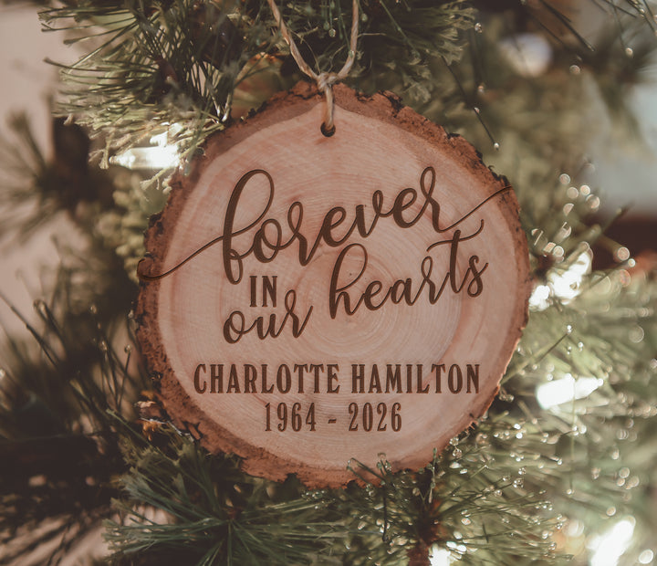 Forever In Our Hearts Engraved Wood Ornament