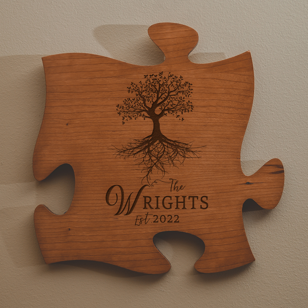 Personalized Cherry Wood Puzzle Piece **Multiple Template Designs ...