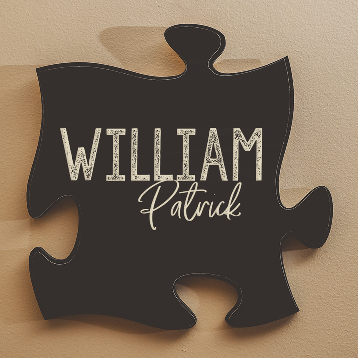 Personalized Black Puzzle Piece **Multiple Template Designs** - ZPUF0211